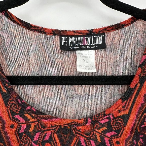 The Pyramid Collection Long Sleeve Floral Aztec Pattern Stretch Dress Sz XL - Picture 2 of 8